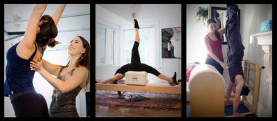 Alicia Stone guiding a classical Pilates session in her Holliston, Massachusetts studio